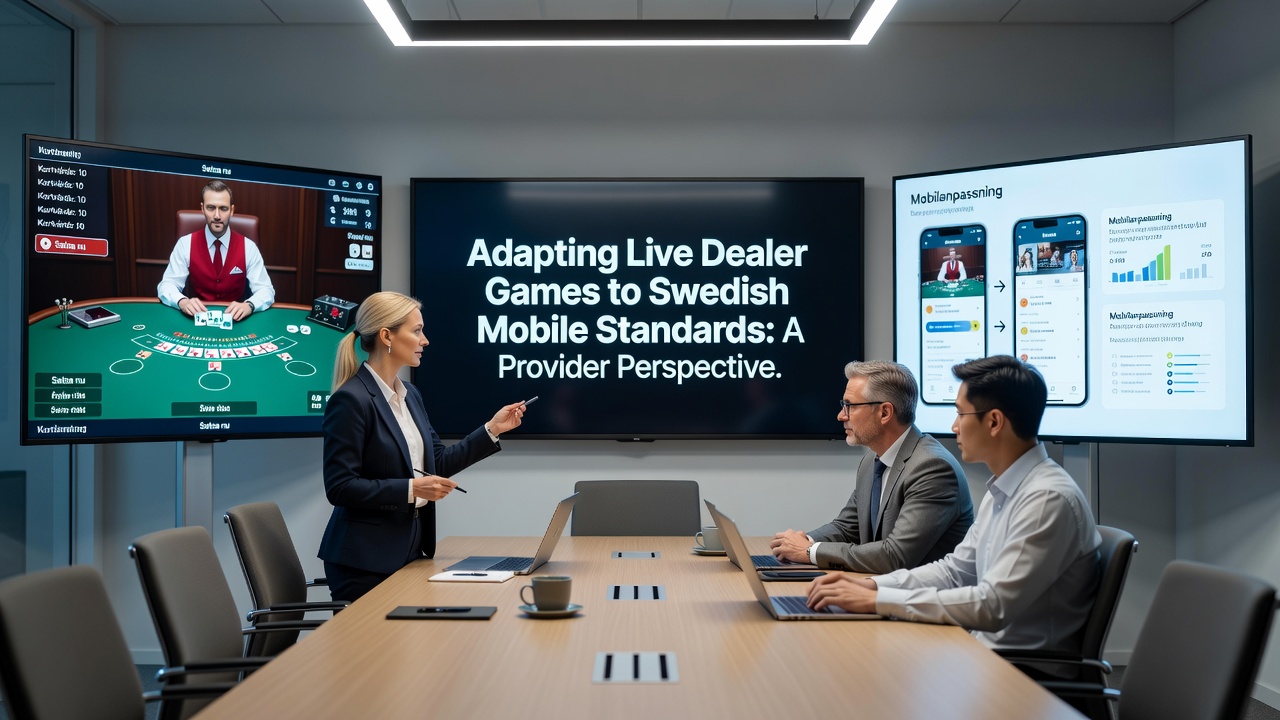 Mobile live dealer table with Swedish regulatory compliance indicators and real-time player statistics